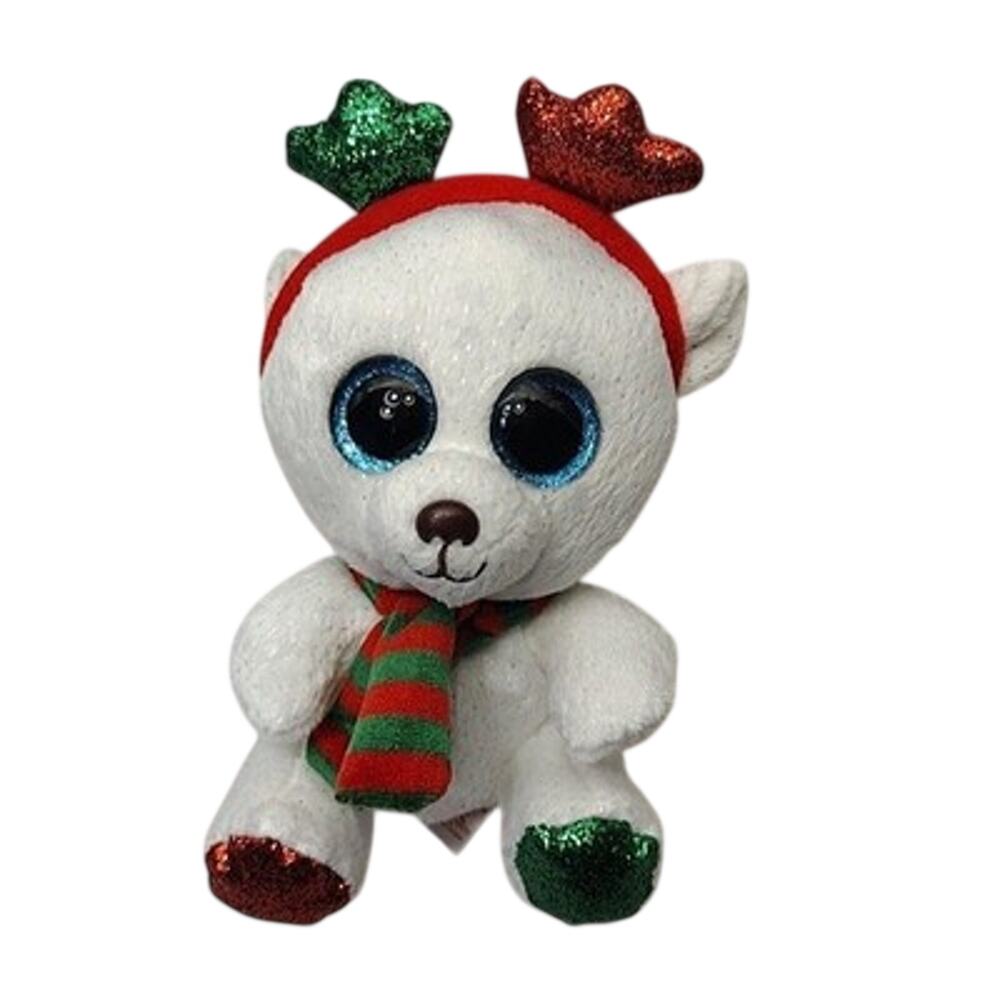 Ty Frost Bear Plush Stuffed Animal Toy Small White Christmas Glitter Washable